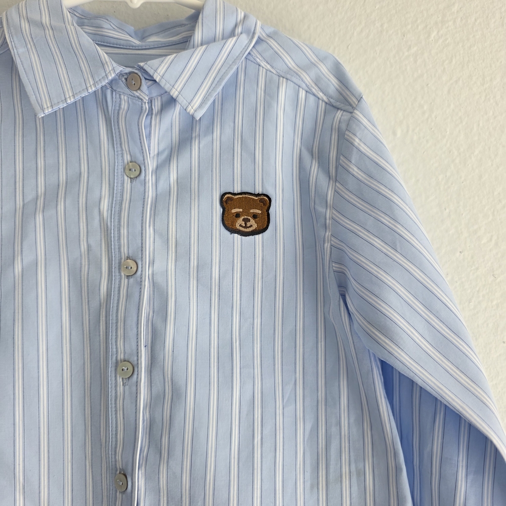 Zara Light Blue Striped Kids Button Down Shirts NWT. - Picture 6 of 9